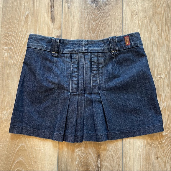 7 For All Man Kind Denim Skirt With Pleated Back - Picture 2 of 16